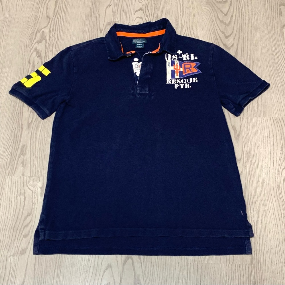 Polo Ralph Lauren Rescue Patrol #5 P-32 Navy Blue Rugby‎ Polo Shirt Youth XL